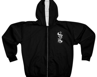 Black dragon logo Tokyo Revengers Unisex Zip Hoodie (AOP)