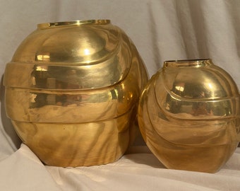 MCM Set of 2 brass vases
