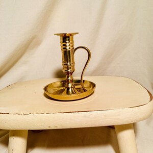 Brass chamber candlestick with handle