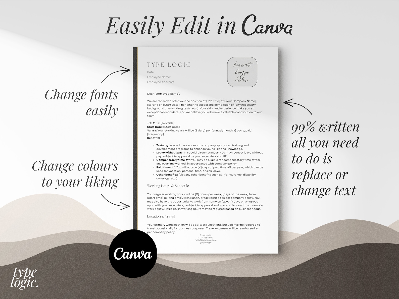 Printable Job Offer Letter Template - Editable Canva, Word & PDF - Etsy