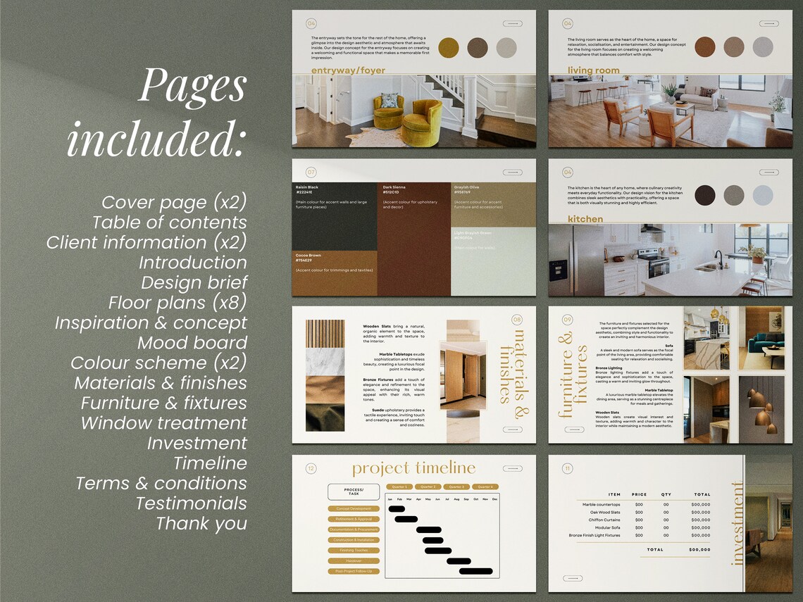 Interior Design Proposal Template, Canva Editable (instant Download) - Etsy