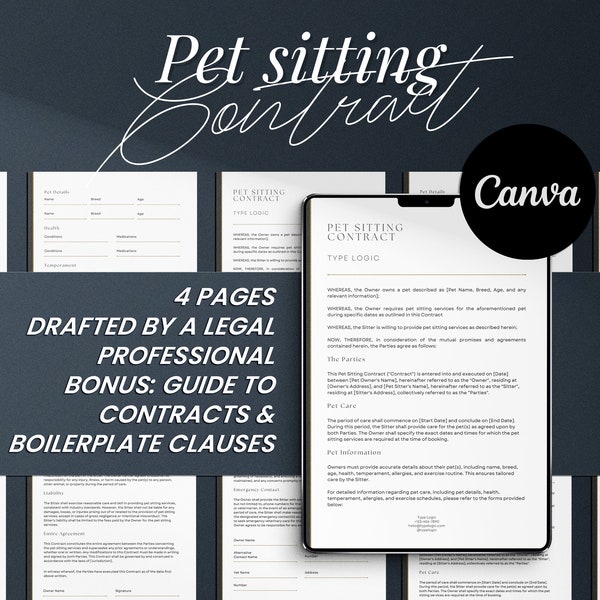 Editable Pet Sitting Contract Printable Pet Care Agreement Template Etsy Editable Pet Sitting Contract Printable Pet Care Agreement Template Etsy