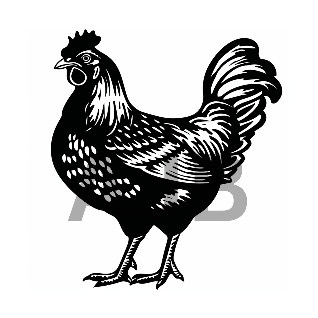Chicken Vector Art, Farm Animal SVG, PNG, DXF (digital Download) - Etsy