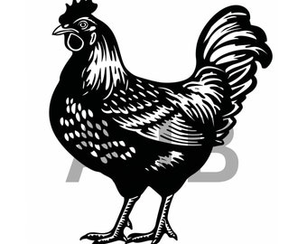 Chicken Vector Art, Farm Animal SVG, PNG, DXF (Digital Download)