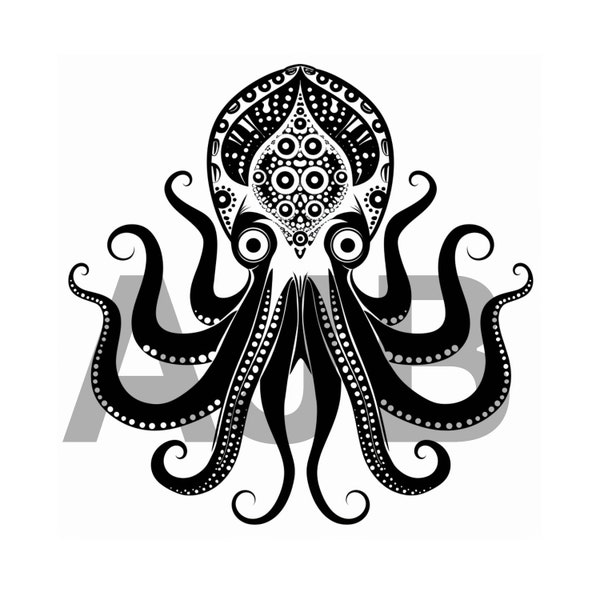 Squid svg, Squid png, Squid dxf, Squid Cricut file, Squid t-shirt design, Squid laser engraving file, Squid tumbler design, Squid cut file