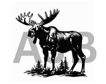 Moose Vector Art, SVG, PNG, DXF (Digital Download)