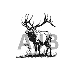 Elk Vector Art, SVG PNG DXF, T-shirt Design (Digital Download)