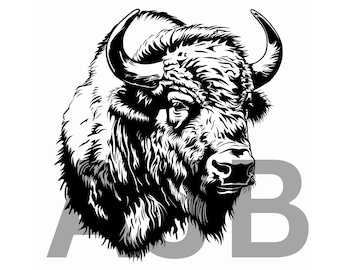 Cabeza de búfalo SVG, PNG, DXF, archivo cortado con láser (descarga digital)