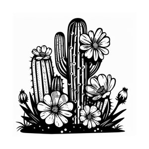 Arquivo svg de cacto, arquivo png de cacto, arquivo dxf de cacto, arquivo cricut de cacto, arquivo de gravação a laser de cacto, arquivo digital de cacto com flores da primavera