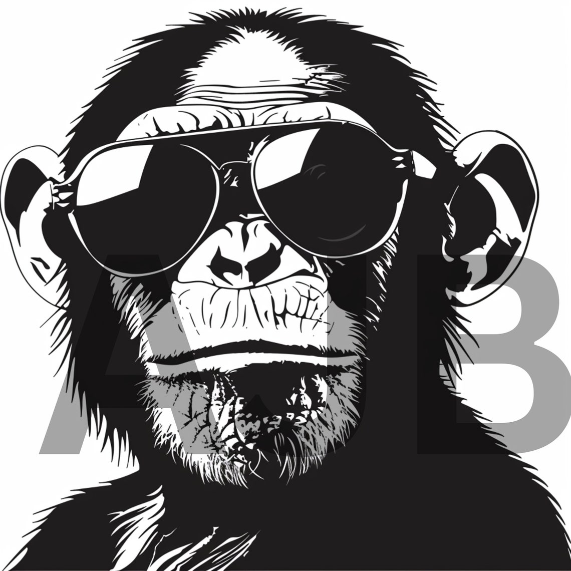 Chimpanzee With Sunglasses SVG PNG DXF, Cricut, T-shirt Design (digital ...