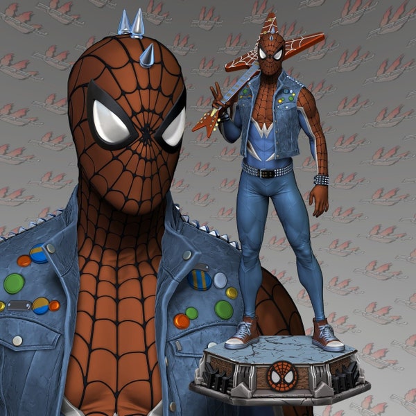 Spider-punk 1-10/1-24/32mm scale STL file for 3dprint,High quality STL, 3D digital Printing STL File for 3D Printers, 3D Model, figure movie