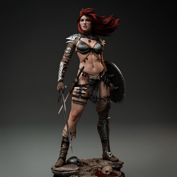 Red Sonja Statue stl file for 3d print, 3D Digital Printing STL File for 3D Printers, Movie Characters, Games, Figures, Di günorama 3D Model