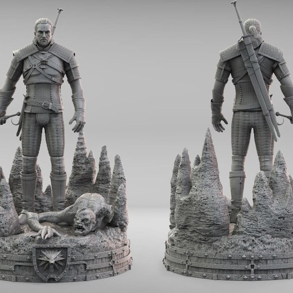 File STL di Witcher Geralt per stampa 3D, STL di alta qualità, File STL di stampa digitale 3D per stampanti 3D, Modello 3D, Figura,