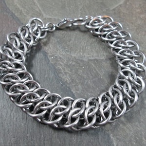 Chainmaille Bracelet, Stainless Steel, GSG Weave, Mens Chainmail, Biker Jewelry