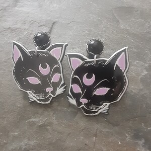 Dangle Plugs, 12g, 10g, 8g, 6g, 4g, 2g, 0g, 00g, 1/2&quot;, 9/16&quot;, 5/8&quot;, 3/4&quot;, 7/8&quot;, 1&quot;, Black Cats, Crescent Moon, Gauged Earrings