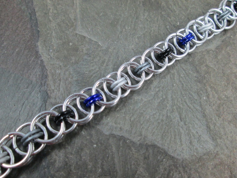 Asexual Pride Jewelry Black Grey White and Purple Ace Pride Helm Weave Chainmail Chainmaille Bracelet