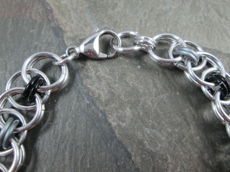 Asexual Pride Jewelry Black Grey White and Purple Ace Pride Helm Weave Chainmail Chainmaille Bracelet