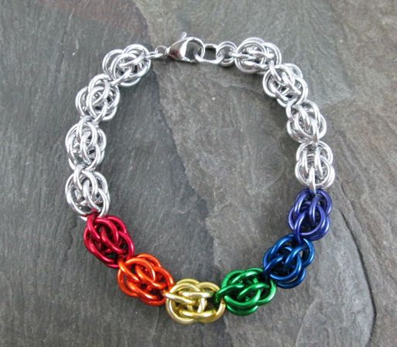 Chainmaille Bracelet Rainbow Chainmail Jewelry Sweetpea - Etsy