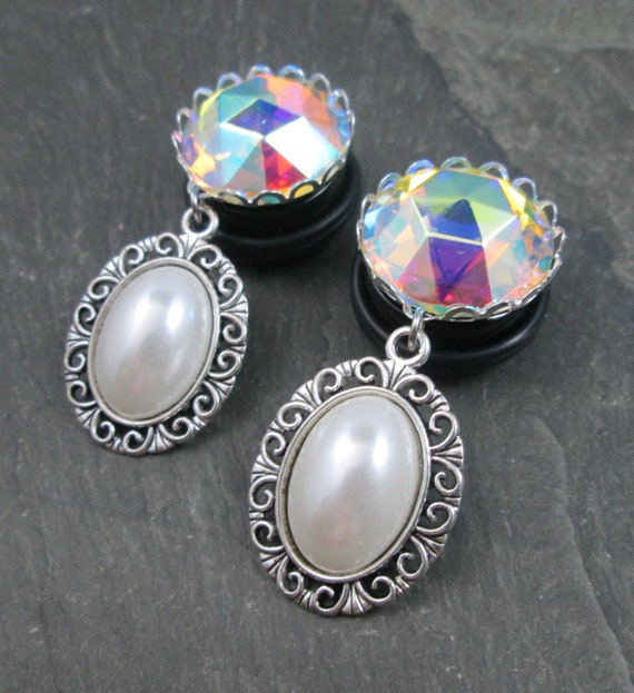 3 4 Plugs >> Dangle Plugs 3 4 19mm Wedding Gauges Rainbow Jewelry Gauged Plug Earrings Bridal Accessories Rainbow And Faux Pearl 3 4 Plugs >> Dangle Plugs 3 4 19mm Wedding Gauges Rainbow Jewelry Gauged Plug Earrings Bridal Accessories Rainbow And Faux Pearl