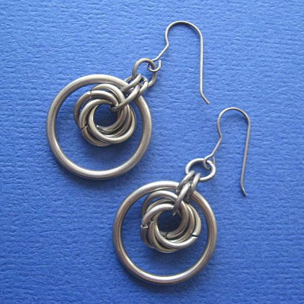 Stainless Steel Mobius Hoop Chainmaille Earrings