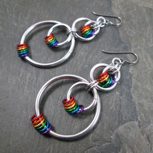 Rainbow Earrings - Pride Earrings - Rainbow Hoops - Pride Jewelry - Double Hoop Earrings
