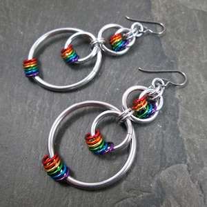 Rainbow Earrings - Pride Earrings - Rainbow Hoops - Pride Jewelry - Double Hoop Earrings