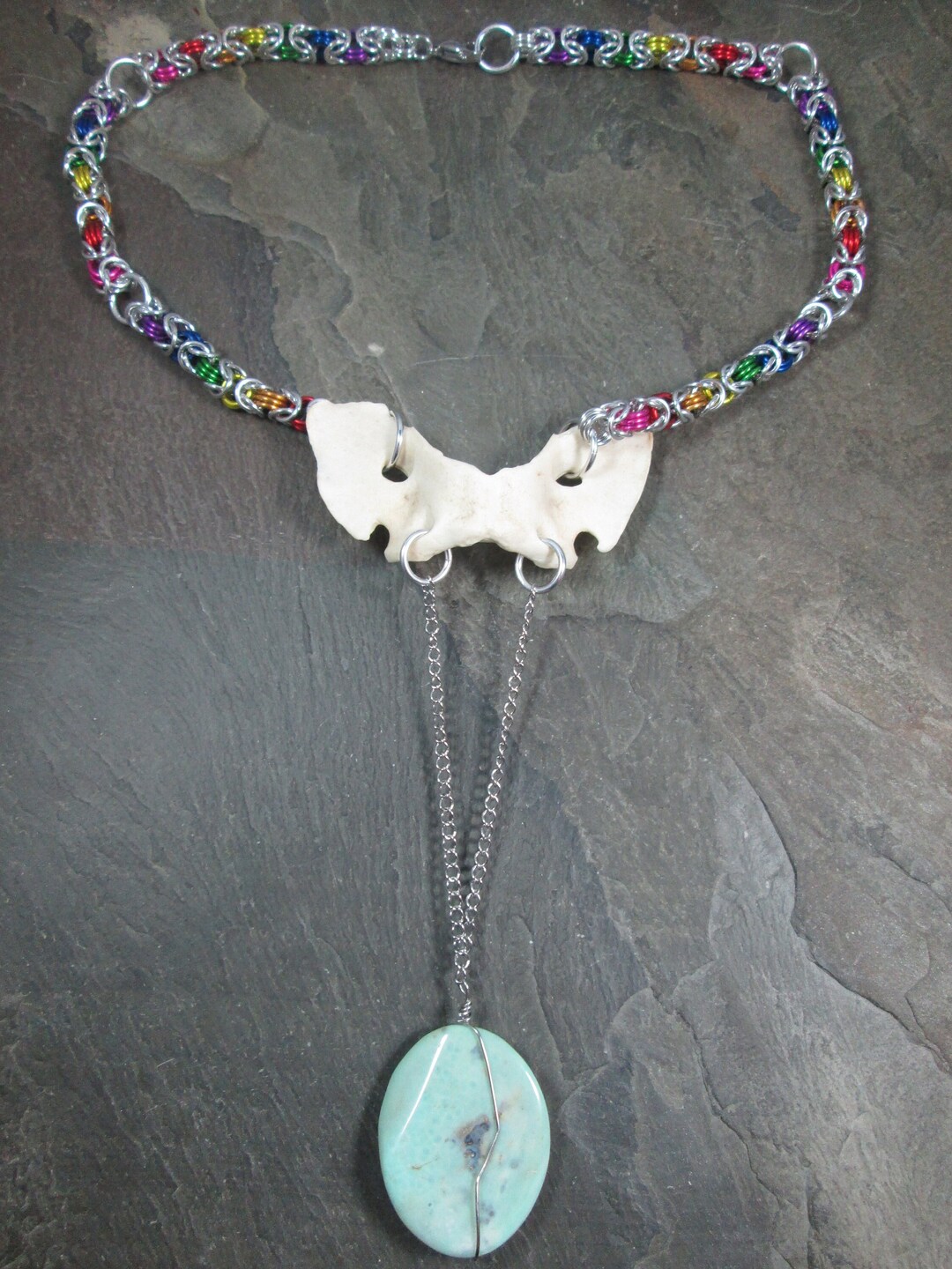 Chainmaille Necklace, Byzantine Weave, Ethical Bones, Chainmail Jewelry, Alternative Wedding