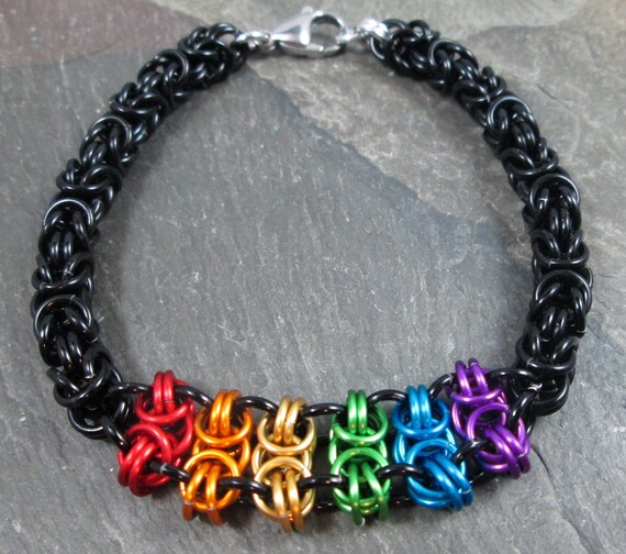 Chainmaille Bracelet Rainbow Chainmail Bracelet Byzantine Weave