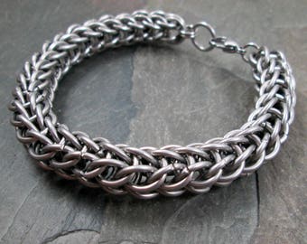 Chainmaille Bracelet, Full Persian, Stainless Steel, Chainmail Jewelry, Mens Bracelet,  Steel Chain