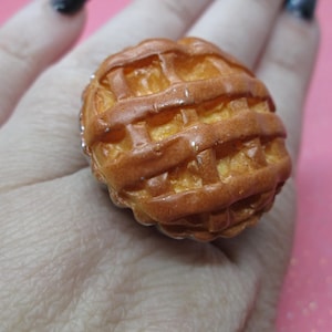 Kawaii Jewelry, Mini Pastry, Foodie Fashion, Kitschy Ring, Statement Piece, Novelty Food, Dessert Lover, Strawberry Tart or Apple Pie