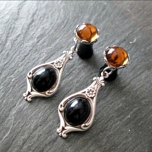 Victorian Dangle Plugs, 10g, 8g, 6g, 4g, 2g, 0g, Wedding Gauges, Gauged Plug Earrings, Bridal Jewelry, Prom Accessories