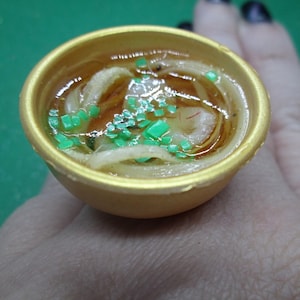 Kawaii Jewelry, Mini Food, Foodie Fashion, Kitschy Ring, Statement Piece, Novelty Accessory, Asian Cuisine, Cutesy Style, Noodle Soup