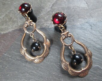 Dangle Plugs, 12g, 10g, 8g, 6g, 4g, 2g, 0g, Wedding Gauges, Antiqued Brass Filigree, Gauged Plug Earrings, Prom Accessories, Bridal Jewelry