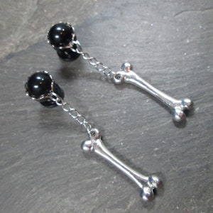 Dangle Plugs, 12g, 10g, 8g, 6g, 4g, 2g, 0g, 00g, 1/2, 9/16, 5/8, 3/4, Femur Bone Jewelry, Gauged Plug Earrings, Alternative Wedding image 3