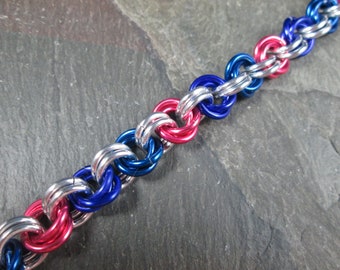 Pulsera de cota de malla LGBTQIA Orgullo Bisexual Cadena de margaritas Joyería de cota de malla