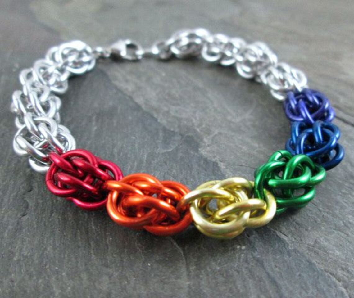 Chainmaille Bracelet Rainbow Chainmail Jewelry Sweetpea - Etsy