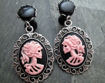 Dangle Plugs, 12g, 10g, 8g, 6g, 4g, 2g, 0g, 00g, 1/2", 9/16", 5/8", 3/4", 7/8", 1", Gothic Bride, Halloween Wedding, Gauged Plug Earrings