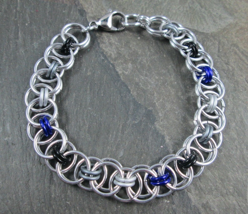 Asexual Pride Jewelry Black Grey White and Purple Ace Pride Helm Weave Chainmail Chainmaille Bracelet