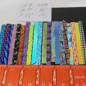 20 thin 1/4&quot; X 3&quot; black and clear COE 90 Dichroic Glass Strips Lot 4