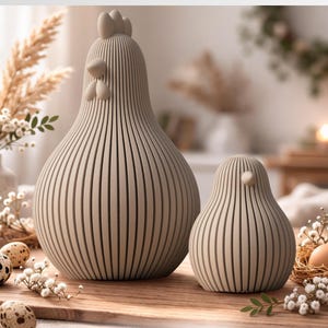 Skandinavische Osterhühner 3D Druck, Minimalistische Osterdeko, Modernes Osterhuhn Set, Handmade Frühlingsdeko