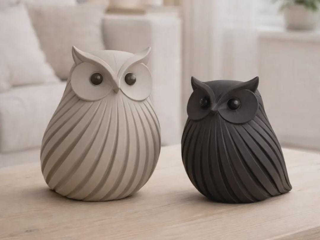3D Printed Owl Decor | Modern Owl Duo | Minimalist Scandinavian Decor ...