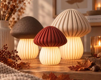 Decoración de setas con luz | Seta portavelas LED | Decoración de otoño | Decoración impresa en 3D