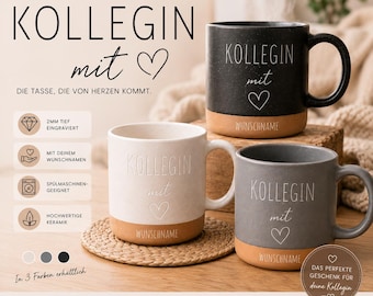 Personalisierbarer Keramikbecher „Kollegin mit Herz“ | Geschenkidee für Mama, Freundin & Lieblingskollegin | Muttertag personalisierte Tasse