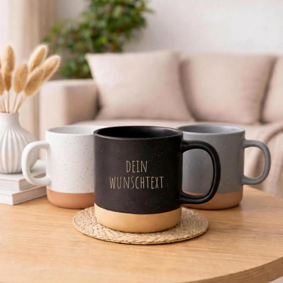 Personalisierte Tasse mit Wunschtext – Geschenk mit Text nach Wahl – Gravierte Keramiktasse – individuell & spülmaschinenfest – 360 ml
