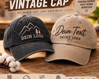 Personalisierte Vintage Cap mit Stickerei | Weihnachtsgeschenk für Papa, Freund & Opa | Dad Cap mit Wunschtext, Name oder Logo