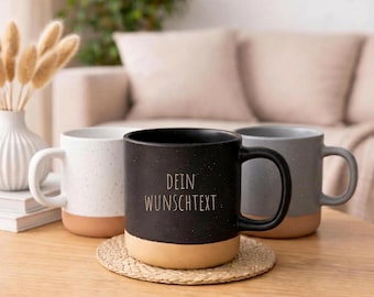 Personalisierte Tasse mit Wunschtext – Geschenk mit Text nach Wahl – Gravierte Keramiktasse – individuell & Spülmaschinenfest – 360 ml