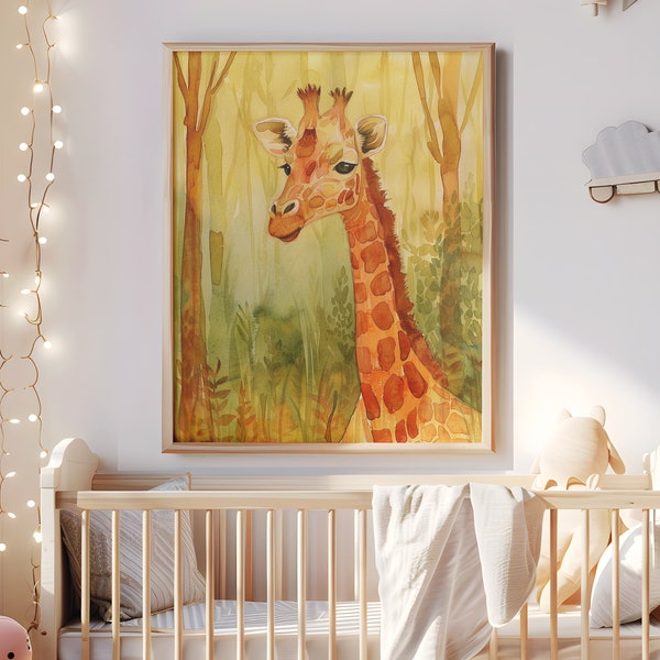 Watercolor Nursery Art for Infants Nursery Art Toddler Playroom Art  Giraffe Watercolor Print Kids Room Decor Toddler Wall Art