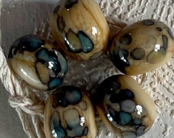 Sea Pearls Lampwork Spacer Beads Reactive over Ivory Choose 2 to 6 sra