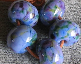 African Violet Lampwork Spacer Beads Purple Pink Blue sra Choose from 2 4 5 or 6 bead sets