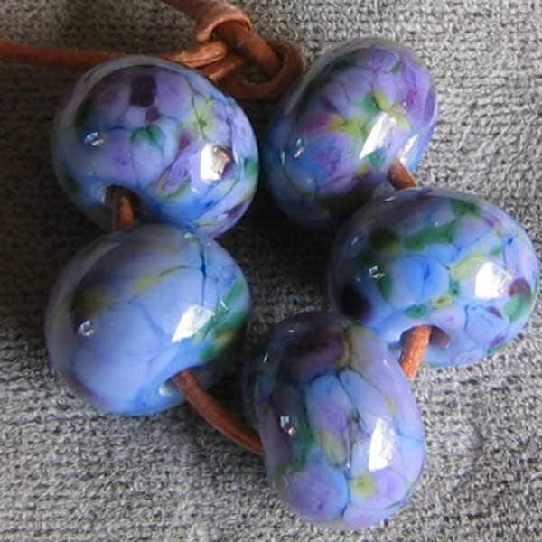 African Violet Lampwork Spacer Beads Purple Pink Blue sra Choose from 2 4 5 or 6 bead sets